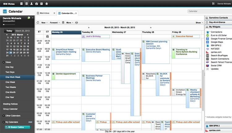 IBM Notes kalendář IBM Notes kalendář
